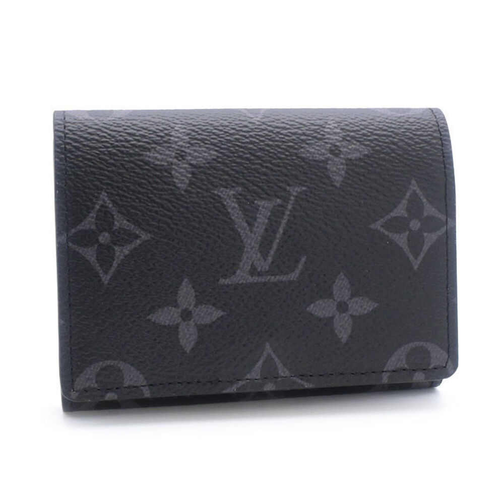 Louis Vuitton Card Wallet Envelope Carte De Canvas Leather Eclipse Black Gray